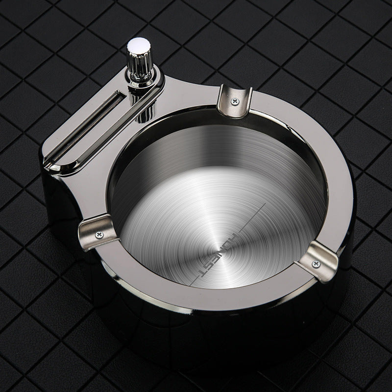 Large Cigarette Ashtray With Permanent Match Lighter Fancy Metal Ash Tray Set For Weed Cool For Cigars Outdoor Indoor Decor In Home Office