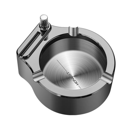 Large Cigarette Ashtray With Permanent Match Lighter Fancy Metal Ash Tray Set For Weed Cool For Cigars Outdoor Indoor Decor In Home Office