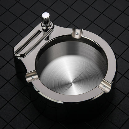 Large Cigarette Ashtray With Permanent Match Lighter Fancy Metal Ash Tray Set For Weed Cool For Cigars Outdoor Indoor Decor In Home Office