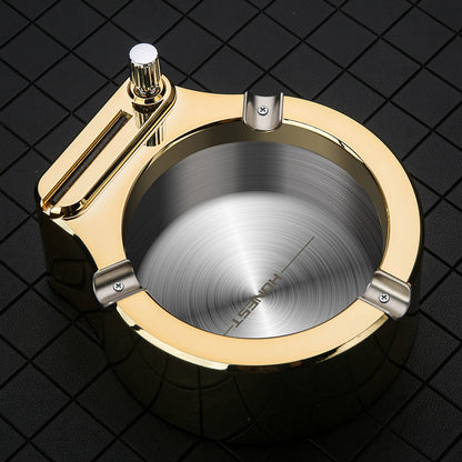 Large Cigarette Ashtray With Permanent Match Lighter Fancy Metal Ash Tray Set For Weed Cool For Cigars Outdoor Indoor Decor In Home Office